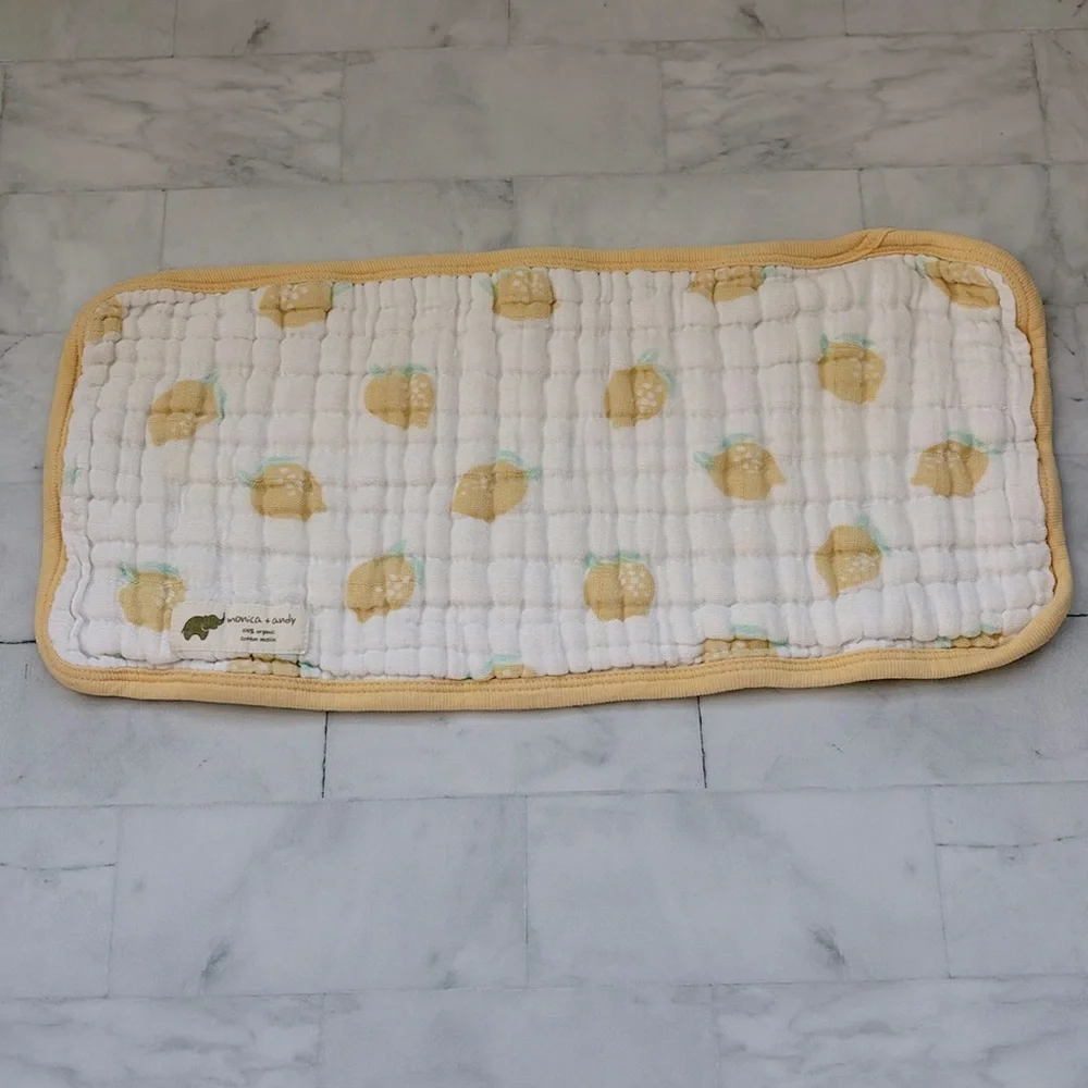 Monica + Andy Organic Cotton Muslin Burp Cloth in “Lovely Lemon”